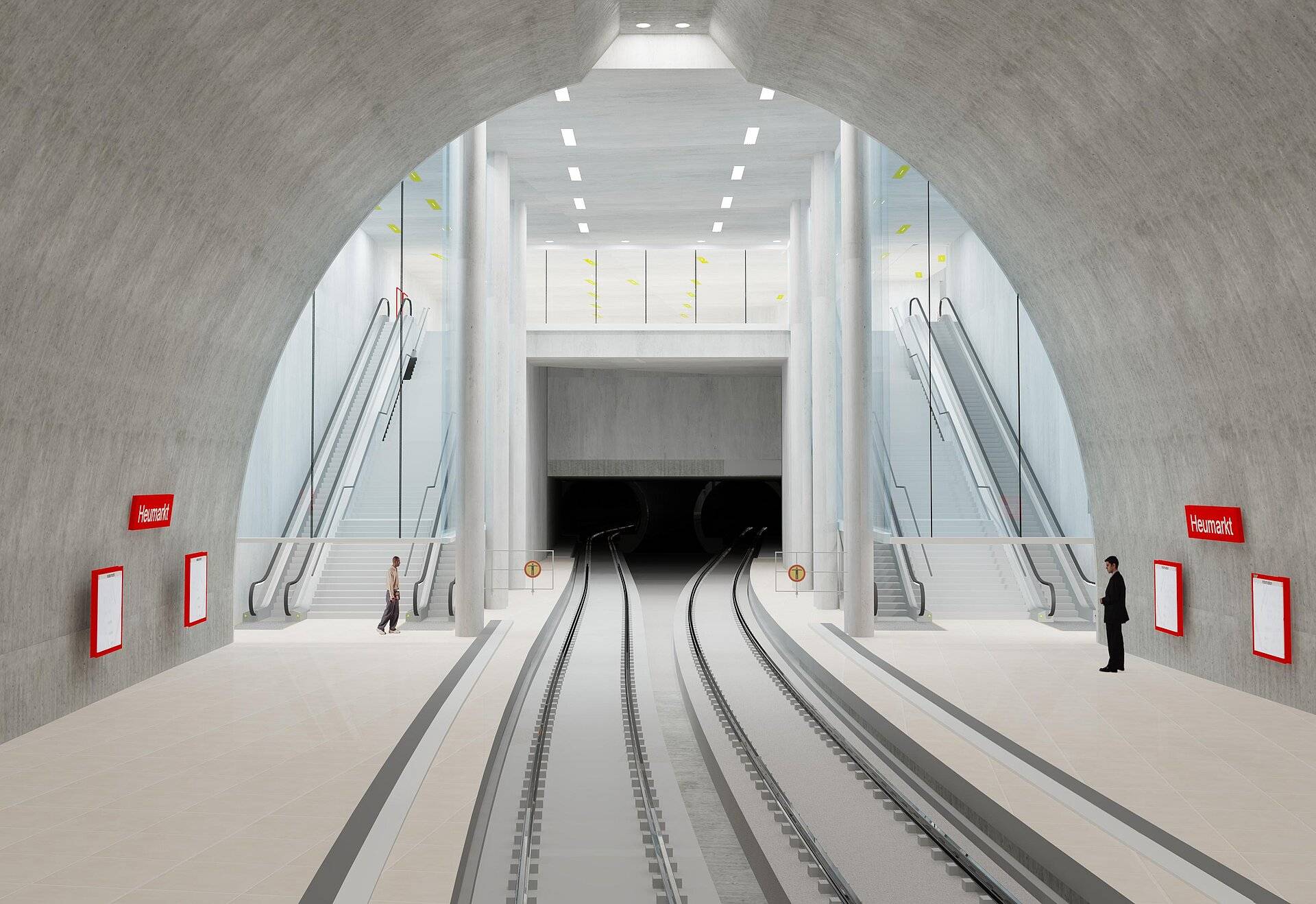 Visualisierung Tunnelhaltestelle Heumarkt bei einem unterirdischen Ausbau.