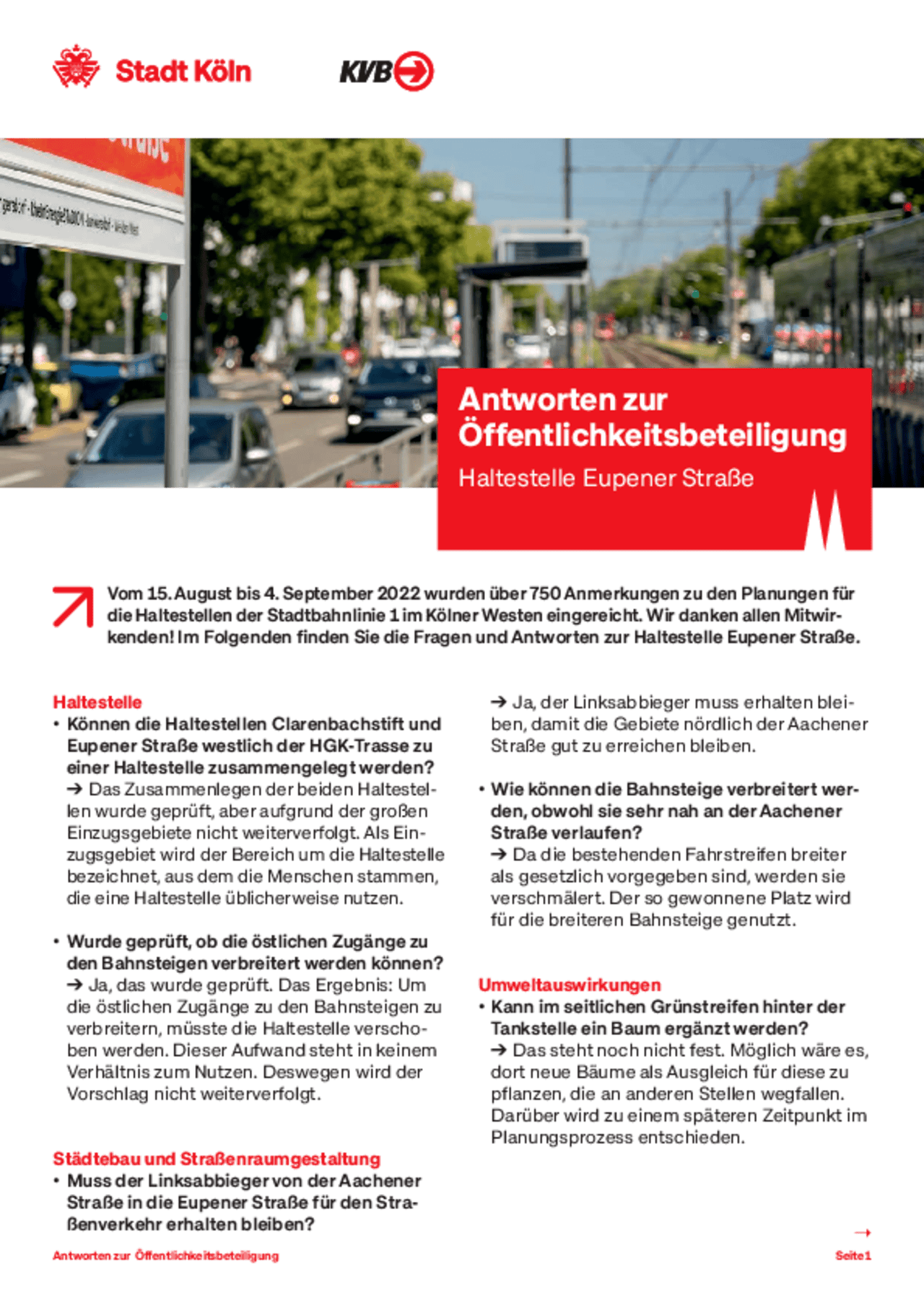 Bildvorschau des Infoblatts zur Haltestelle Eupener Straße