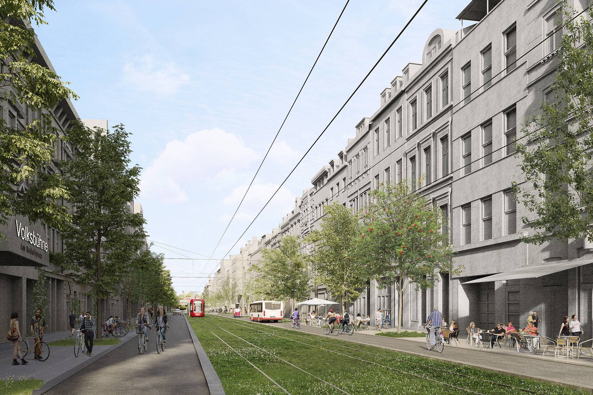 Visualisierung Freianlagenplaner Aachener Straße oberirdische Alternative.