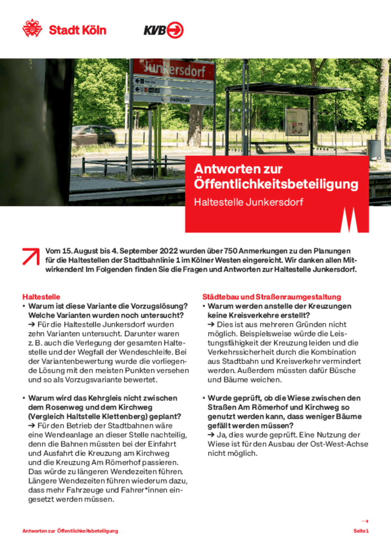 Bildvorschau des Infoblatts zur Haltestelle Junkersdorf